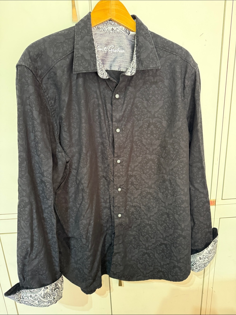 Robert Graham Charcoal Jacquard Dress Shirt with Paisley Trim